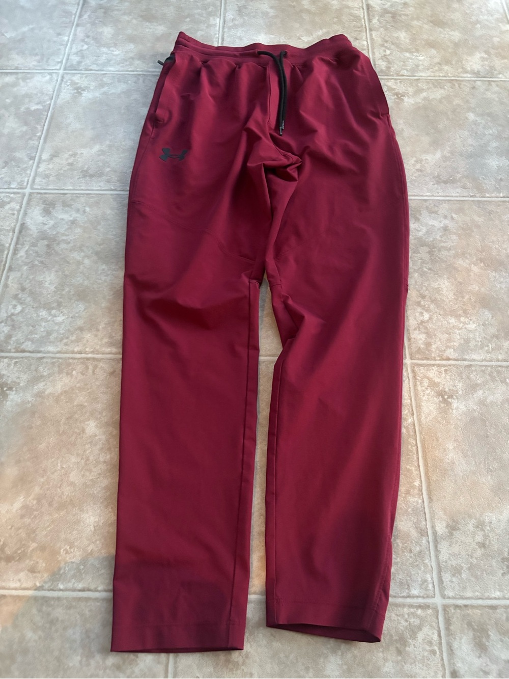 Under Armour Maroon Track Pants with Black Logo